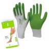 Steve Grip Handschuhe mit grünem latexfreien Griff zum Anziehen von Kompressionsstrümpfen neben der Verpackung